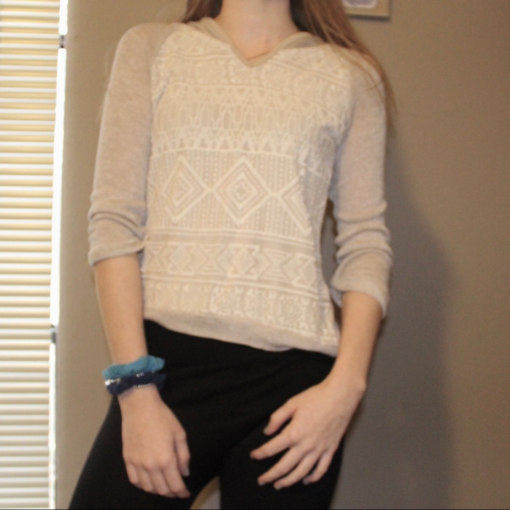 CUTE lightweight tribal boho hooded shirt